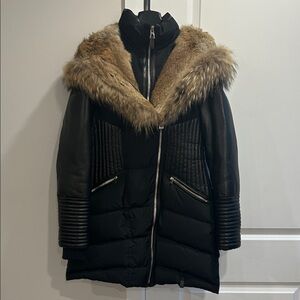 RUDSAK Shauna jacket with authentic arctic fox Fur Trim and leather sleeve